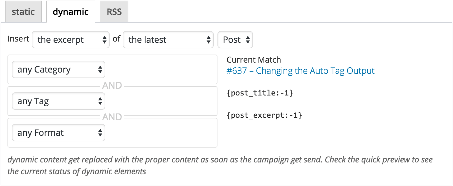 editbar and dynamic tags